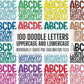 100 MEGA BUNDLE - Leather Doodle Letters! 100 Leather Colours Uppercase & Lowercase, Entire Doodle Alphabet, Numbers, Individually Saved PNG