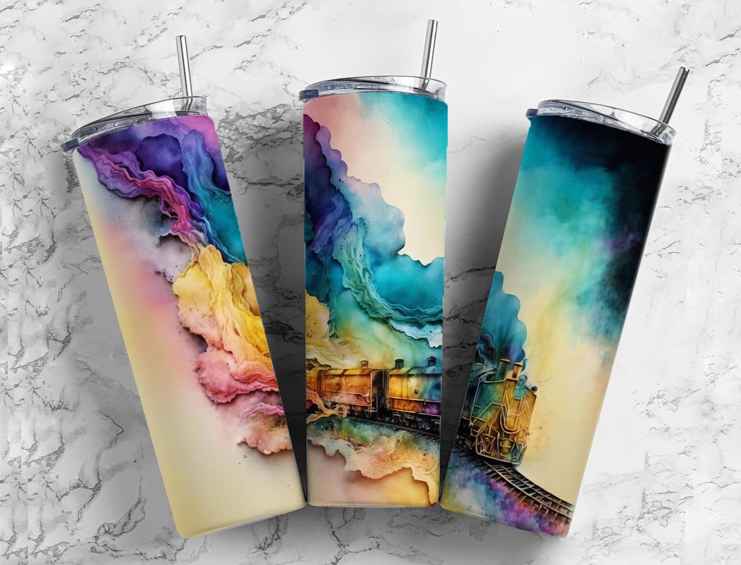 Alcohol Ink 20oz Sublimation Tumbler Designs, Watercolor Paint 9.2 x 8.3” Straight Skinny Tumbler, Tumbler Wrap PNG