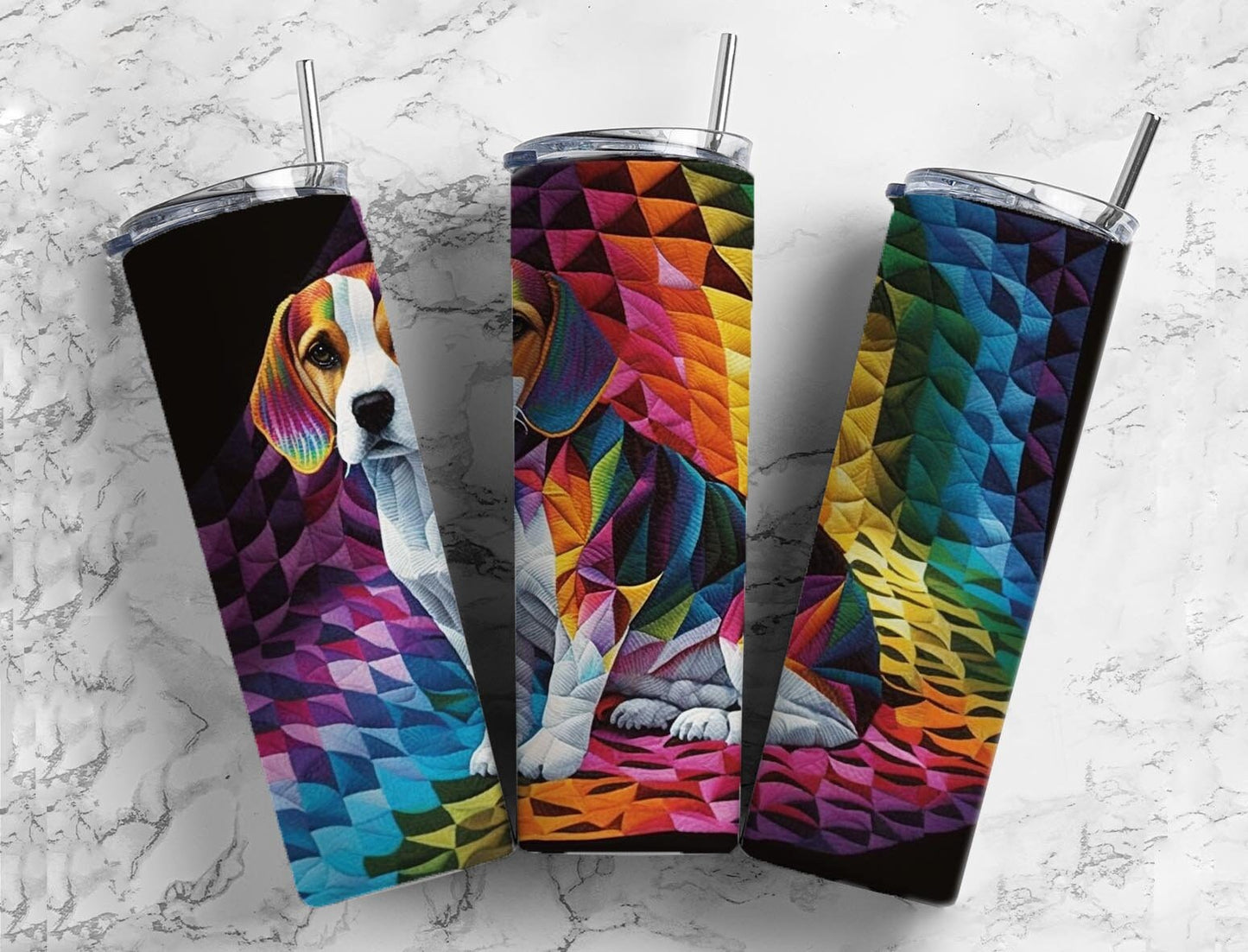 Vibrant Abstract 20oz Sublimation Tumbler Designs, Dog Breed 9.2 x 8.3” Straight Skinny Tumbler, Tumbler Wrap PNG