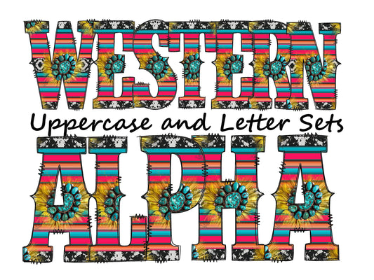 Turquoise gem Doodle Letters Western Alphabet, Striped serape Alphabet PNG, Entire Doodle Alphabet Uppercase and Numbers PNG