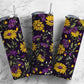 Purple and yellow floral 20oz Sublimation Tumbler Designs, Botanical 9.2 x 8.3” Straight Skinny Tumbler Wrap PNG