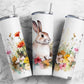 Rabbit 20oz Sublimation Tumbler Designs, watercolor floral 9.2 x 8.3” Straight Skinny Tumbler Wrap PNG