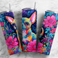 Chihuahua 20oz Sublimation Tumbler Designs, Colorful floral 9.2 x 8.3” Straight Skinny Tumbler Wrap PNG