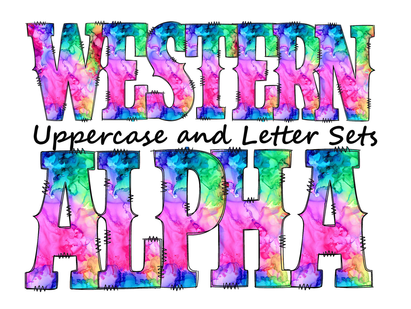 Alcohol ink Doodle Letters Western Alphabet, Colorful rainbow Alphabet PNG, Entire Doodle Alphabet Uppercase and Numbers PNG