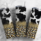 Cow Animal Print GLitter  20oz Sublimation Tumbler Designs, Gold Leopard 9.2 x 8.3” Straight Skinny Tumbler Wrap PNG