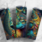 Rainbow wolf 20oz Sublimation Tumbler Designs, Colored neon 9.2 x 8.3” Straight Skinny Tumbler Wrap PNG