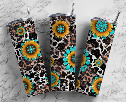 Sunflower Cow 20oz Sublimation Tumbler Designs, Country Western 9.2 x 8.3” Straight Skinny Tumbler Wrap PNG 92 (2023-04-18 16.00.49)