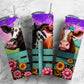 Neon Cow 20oz Sublimation Tumbler Designs, Country Western 9.2 x 8.3” Straight Skinny Tumbler Wrap PNG, Sublimation Design PNG