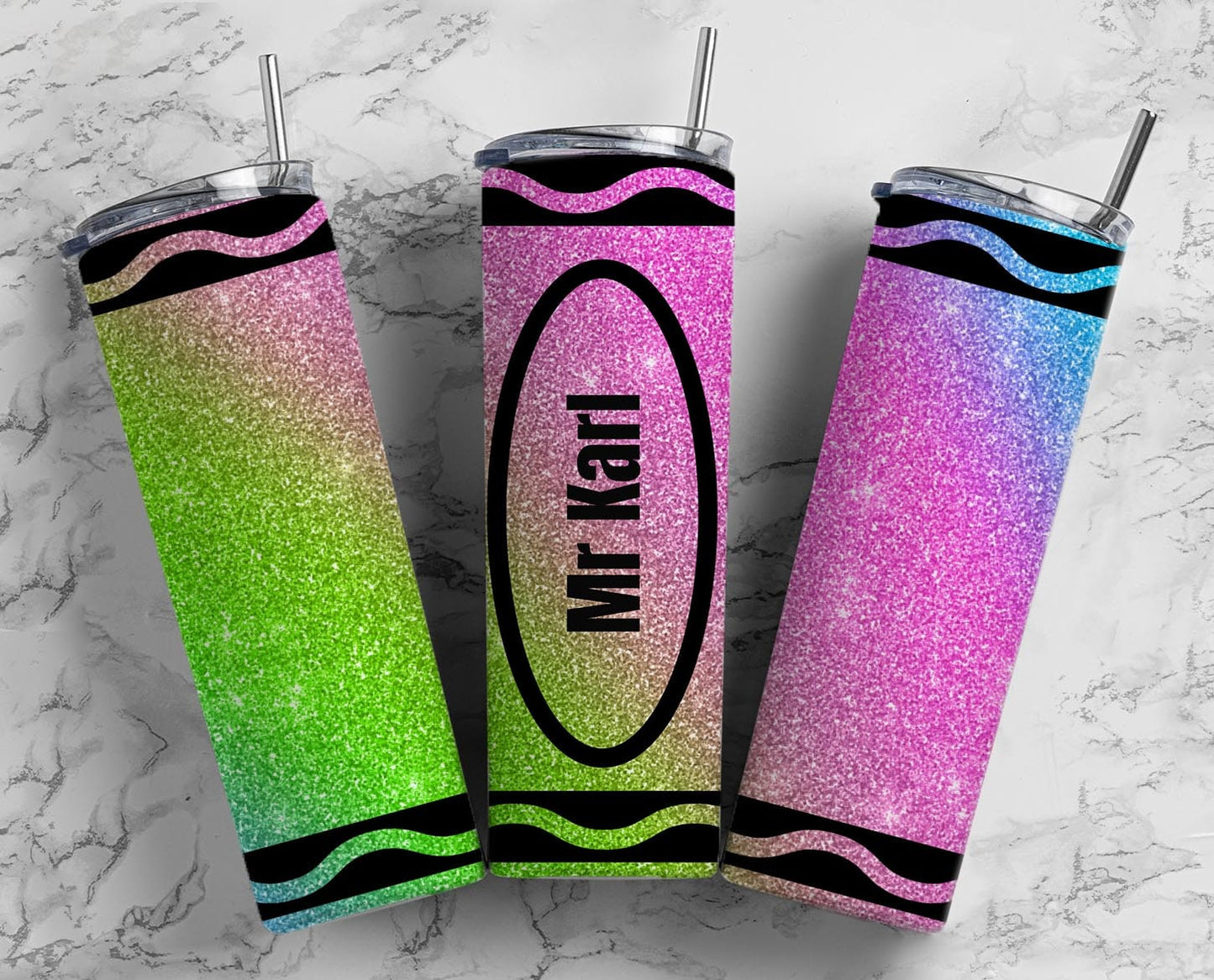 Rainbow Glitter Crayon 20oz Sublimation Tumbler Designs, Add name Teacher Gift 9.2 x 8.3” Straight Skinny Tumbler Wrap PNG 92 (2023-04-18 13.48.09)