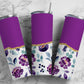 Purple Flower 20oz Sublimation Tumbler Designs, Aesthetic Floral 9.2 x 8.3” Straight Skinny Tumbler Wrap PNG, Gold Agate 114