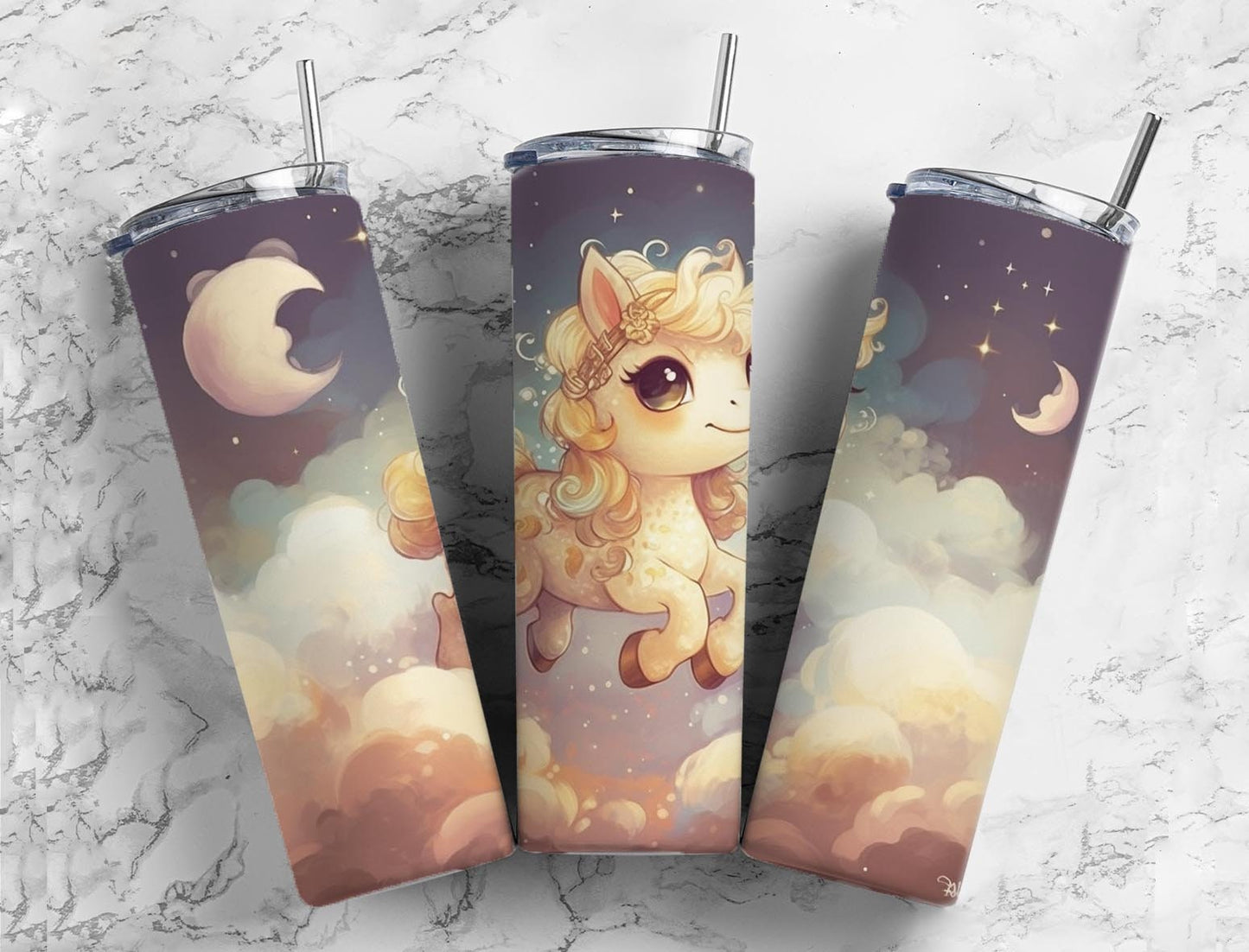 Baby horse 20oz Sublimation Tumbler Designs, night sky 9.2 x 8.3” Straight Skinny Tumbler Wrap PNG