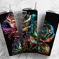 Stained glass roses 20oz Sublimation Tumbler Designs, neon rainbow 9.2 x 8.3” Straight Skinny Tumbler Wrap