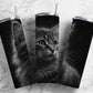 Cat Kitten 20oz Sublimation Tumbler Designs, Charcoal Painting 9.2 x 8.3” Straight Skinny Tumbler, Tumbler Wrap PNG