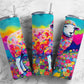 Colorful sheep 20oz Sublimation Tumbler Designs, Floral meadow 9.2 x 8.3” Straight Skinny Tumbler Wrap PNG