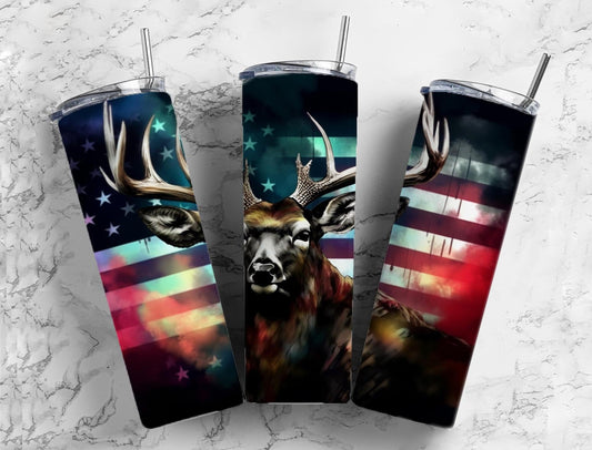 Deer alcohol ink 20oz Sublimation Tumbler Designs, American flag 9.2 x 8.3” Straight Skinny Tumbler Wrap PNG