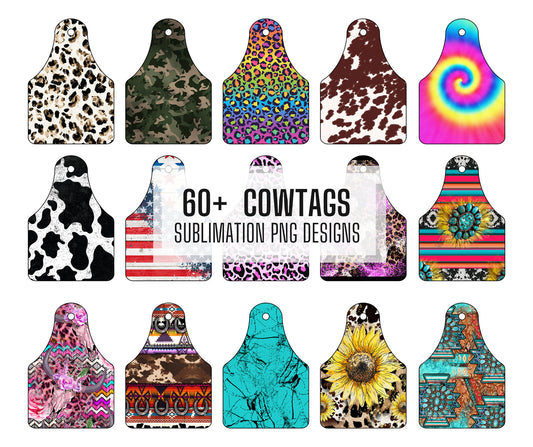 60+ Cow Tag Design Elements, Commercial Use, Sublimation Design Bundle, Western Country Sublimation PNG,