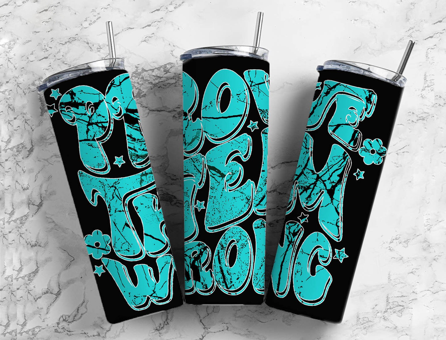 Turquoise Gem Black 20oz Sublimation Tumbler Designs, Prove Them Wrong Star 9.2 x 8.3” Straight Skinny Tumbler PNG