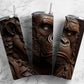 Tooled leather gorilla 20oz Sublimation Tumbler Designs, Carved leather 9.2 x 8.3” Straight Skinny Tumbler Wrap PNG