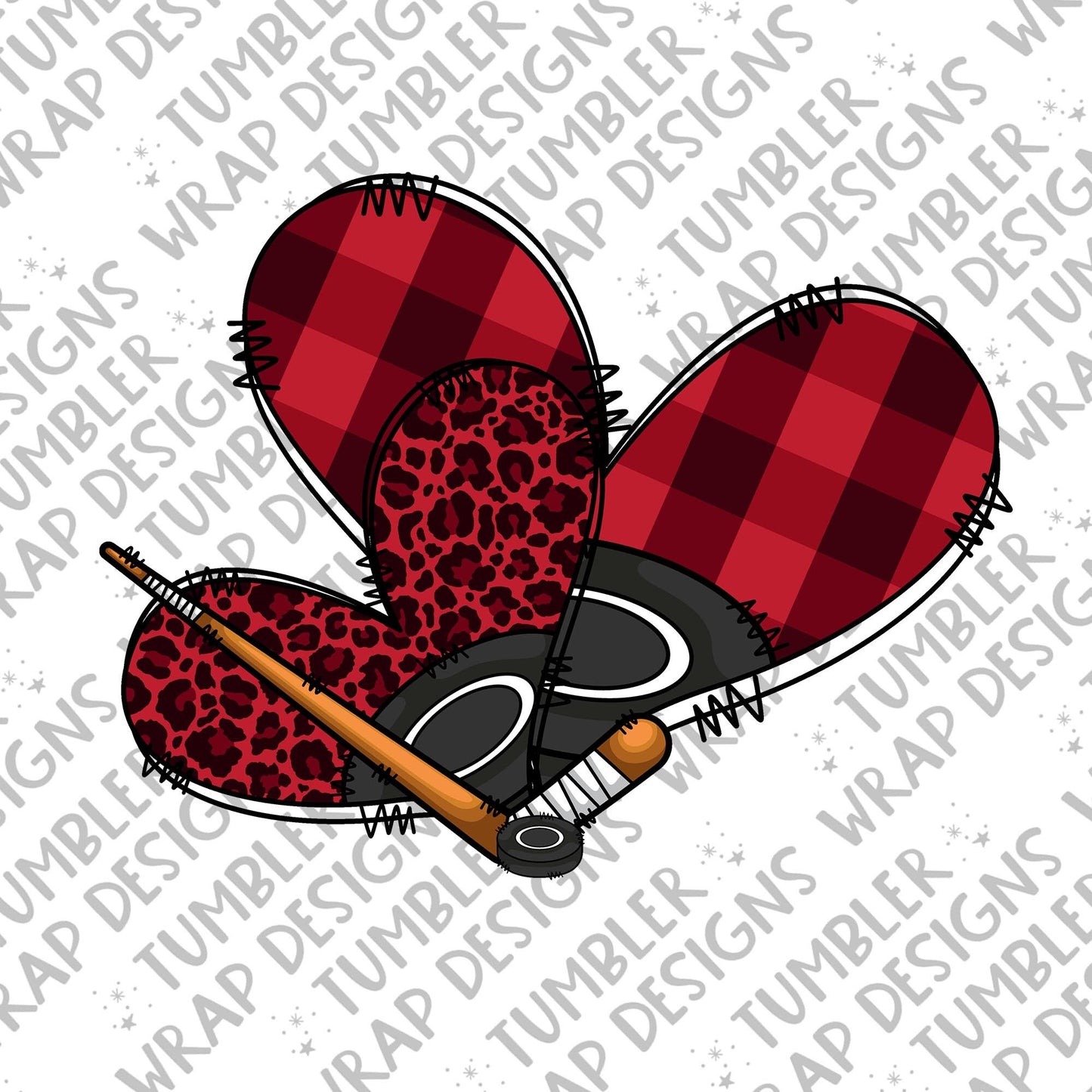 Love heart Sublimation PNG Design, Hockey stick and puck Digital Download PNG File, Commercial Use