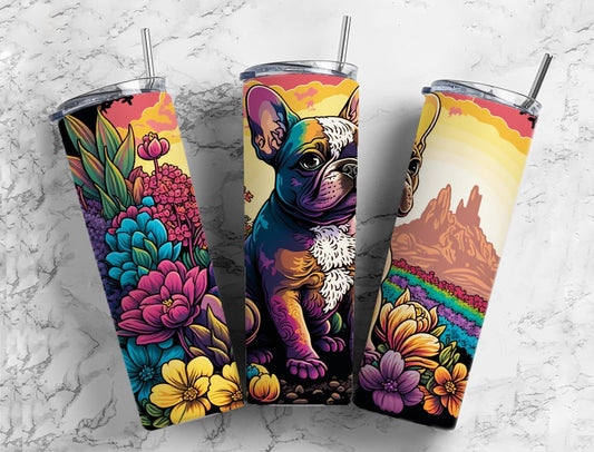 Pitbull Dog 20oz Sublimation Tumbler Designs, Sunset Land 9.2 x 8.3” Straight Skinny Tumbler, Tumbler Wrap PNG