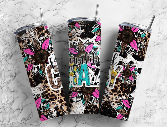 Beautiful Crazy 20oz Sublimation Tumbler Designs, Western and Leopard Print 9.2 x 8.3” Straight Skinny Tumbler Wrap PNG, Sublimation design