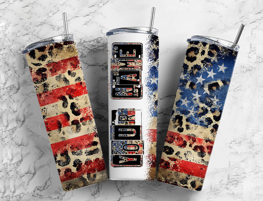 American flag Number Plate 20 oz Tumbler with Matching Alphabet PNG, Leopard print Alphabet PNG Digital Download