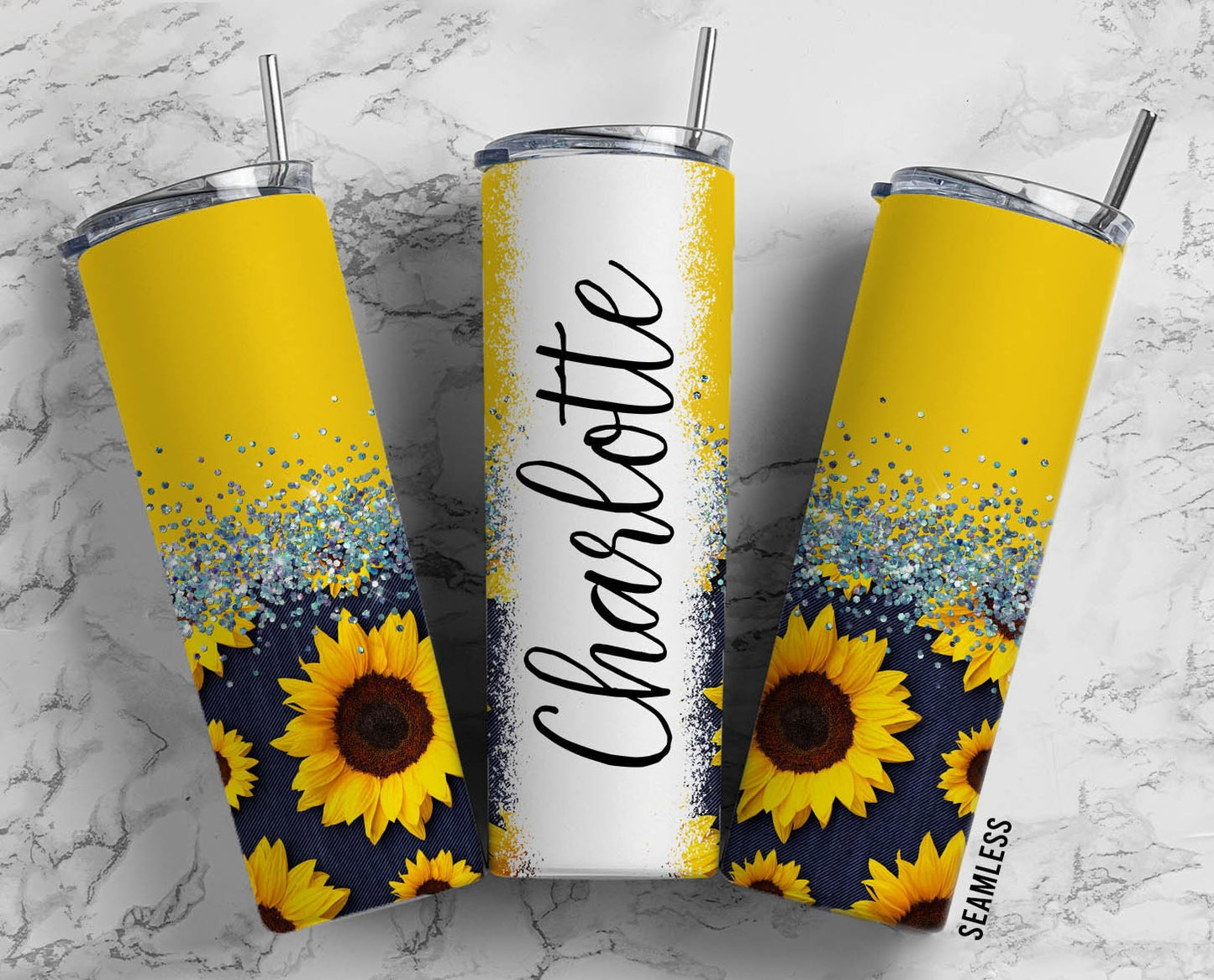 Sunflower Yellow Flowers 20oz Sublimation Tumbler Designs, Floral 9.2 x 8.3” Straight Skinny Tumbler Wrap PNG 193