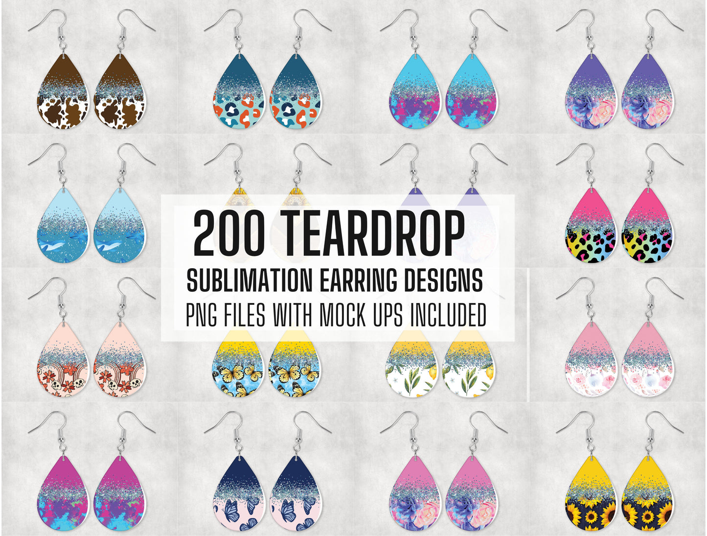 200 Glitter Teardrop Earrings Sublimation Design, Earring Designs, Teardrop Sublimation Design, Instant Download, Commercial Use Png