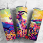 Colorful goat 20oz Sublimation Tumbler Designs, Floral landscape 9.2 x 8.3” Straight Skinny Tumbler Wrap PNG