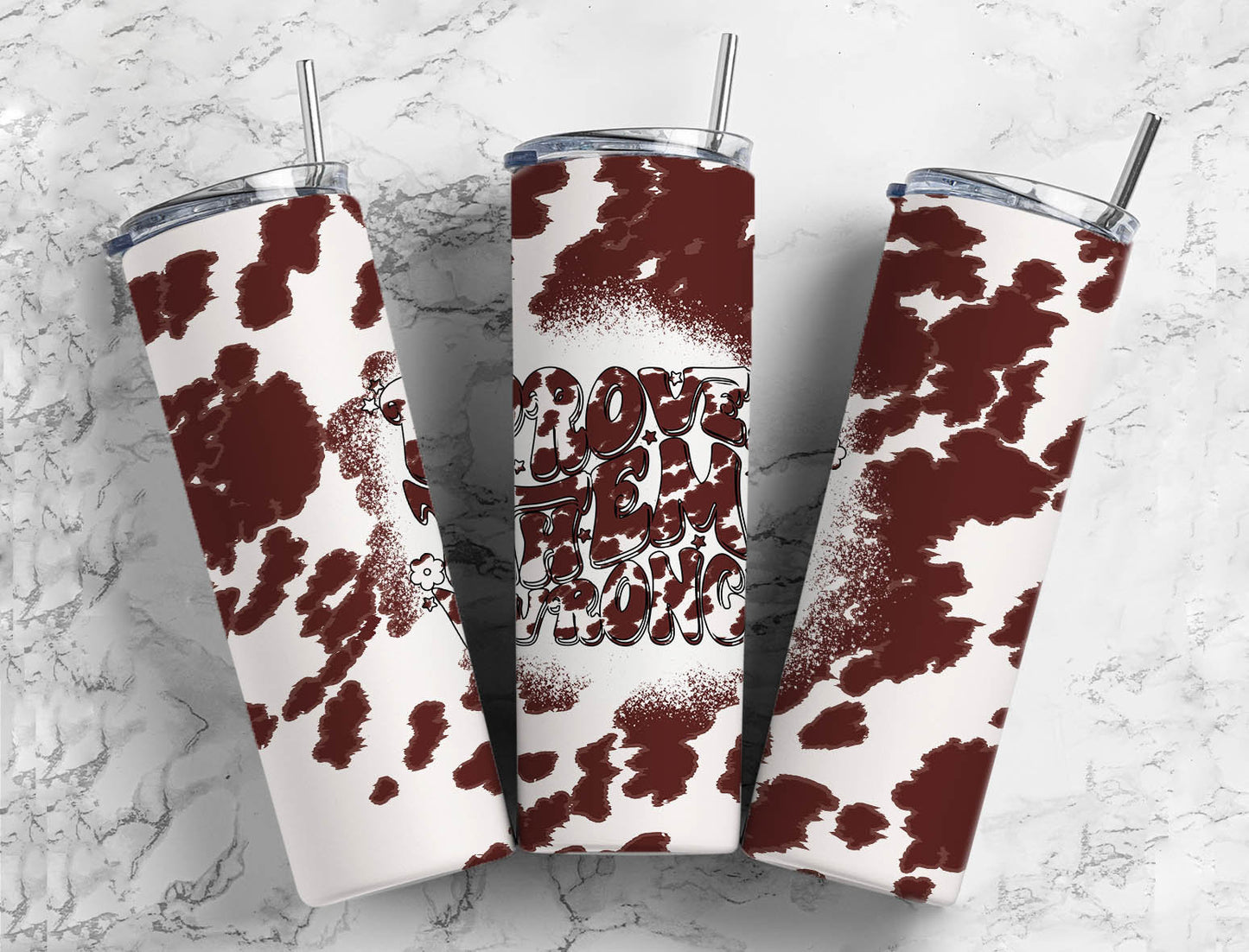 Brown cow print 20oz Sublimation Tumbler Designs, Prove them wrong 9.2 x 8.3” Straight Skinny Tumbler Wrap PNG