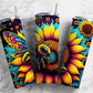 Colorful sunflower 20oz Sublimation Tumbler Designs, Bumblebee floral 9.2 x 8.3” Straight Skinny Tumbler Wrap PNG