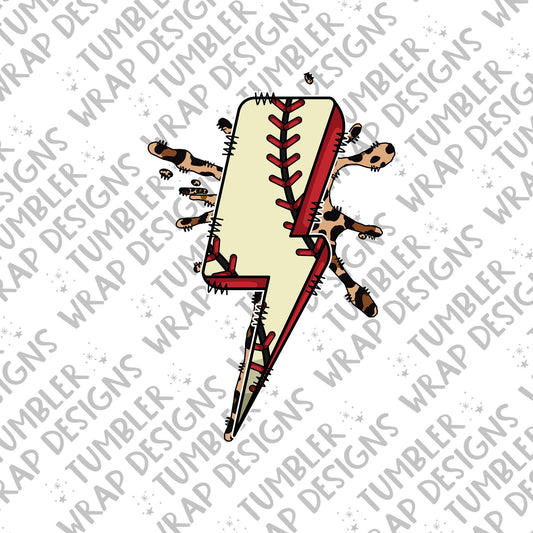 Baseball Sublimation PNG Design, Lightning bolt Digital Download PNG File, Commercial Use