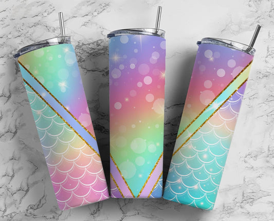 Rainbow Unicorn 20oz Sublimation Tumbler Designs, Pastel Galaxy 9.2 x 8.3” Straight Skinny Tumbler Wrap