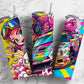 Race Car Neon 20oz Sublimation Tumbler Designs, Girl Racing 9.2 x 8.3” Straight Skinny Tumbler Wrap PNG, Sublimation Design PNG