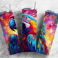 Colorful macaw 20oz Sublimation Tumbler Designs, rainbow parrot 9.2 x 8.3” Straight Skinny Tumbler Wrap PNG