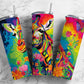 Rainbow giraffe 20oz Sublimation Tumbler Designs, Colorful floral 9.2 x 8.3” Straight Skinny Tumbler Wrap PNG