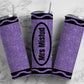 Purple Glitter Crayon 20oz Sublimation Tumbler Designs, Add name Teacher Gift 9.2 x 8.3” Straight Skinny Tumbler Wrap PNG 92