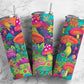 Colorful mushroom 20oz Sublimation Tumbler Designs, toadstool rainbow 9.2 x 8.3” Straight Skinny Tumbler Wrap PNG