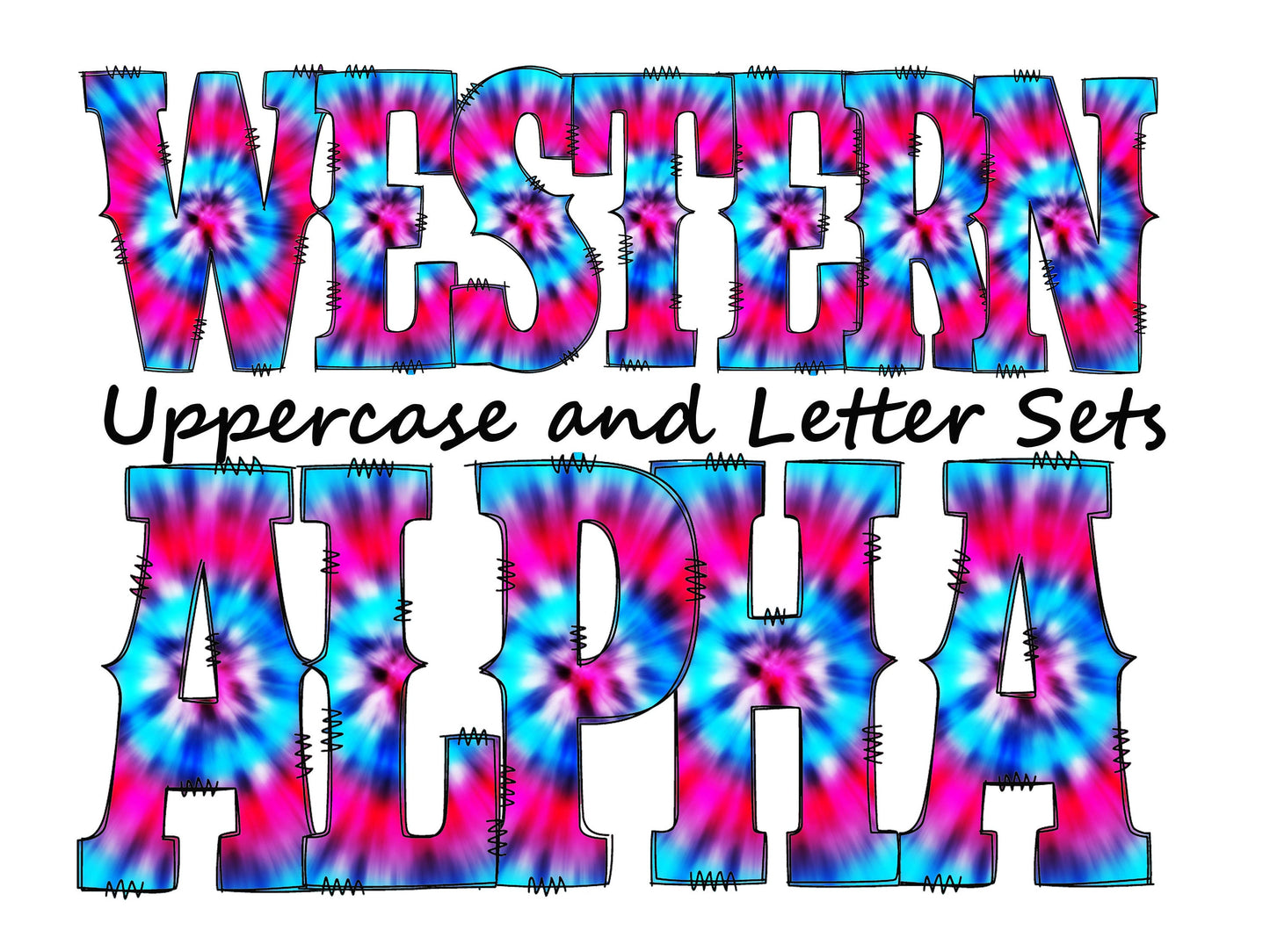 Pink and blue tie dye Doodle Letters Western Alphabet, Colorful spiral Alphabet PNG, Entire Doodle Alphabet Uppercase and Numbers PNG