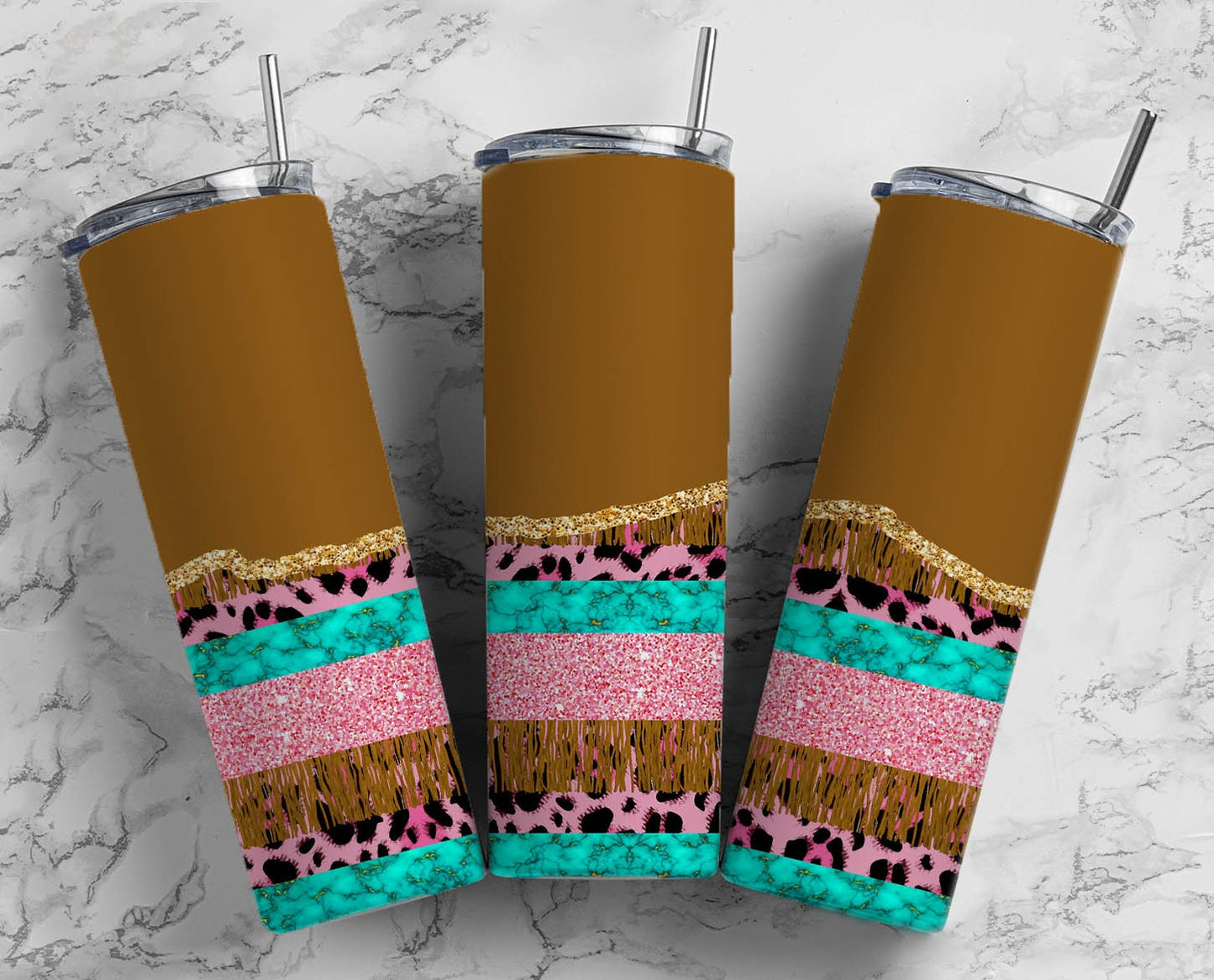 Country Stripe 20oz Sublimation Tumbler Designs, Turquoise Gem 9.2 x 8.3” Straight Skinny Tumbler Wrap 16