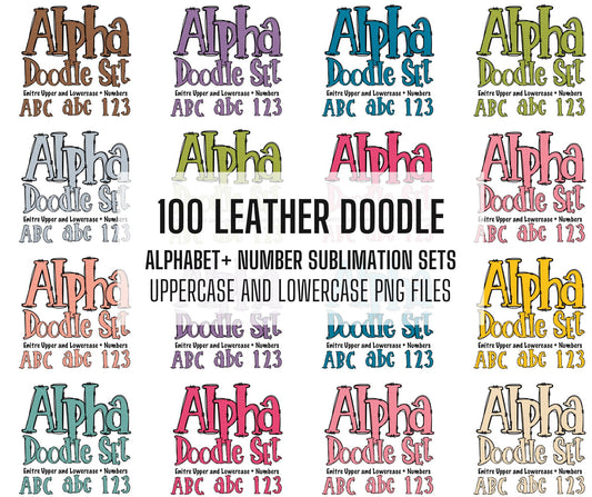 100+ MEGA BUNDLE - Leather Doodle Letters! Uppercase & Lowercase, Texture Doodle Alphabet, Sublimation letters, Numbers, Sublimation PNG