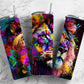 Rainbow lion 20oz Sublimation Tumbler Designs, Alcohol ink 9.2 x 8.3” Straight Skinny Tumbler Wrap PNG