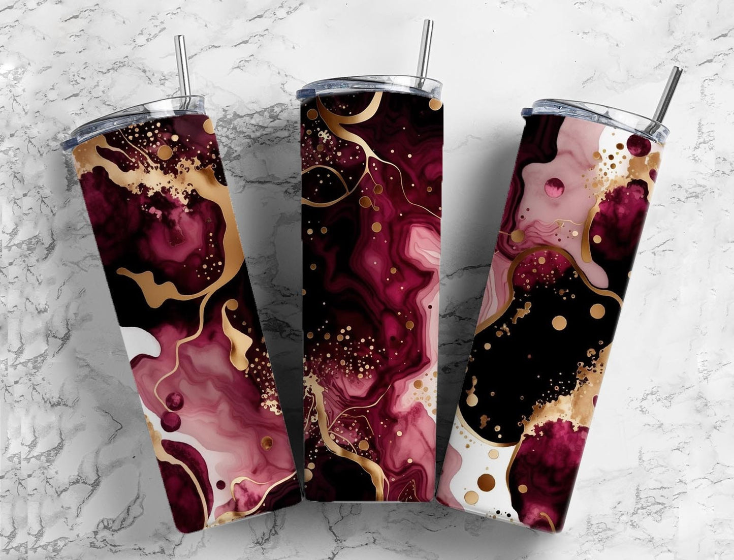 Black and pink 20oz Sublimation Tumbler Designs, Acrylic pour 9.2 x 8.3” Straight Skinny Tumbler Wrap PNG