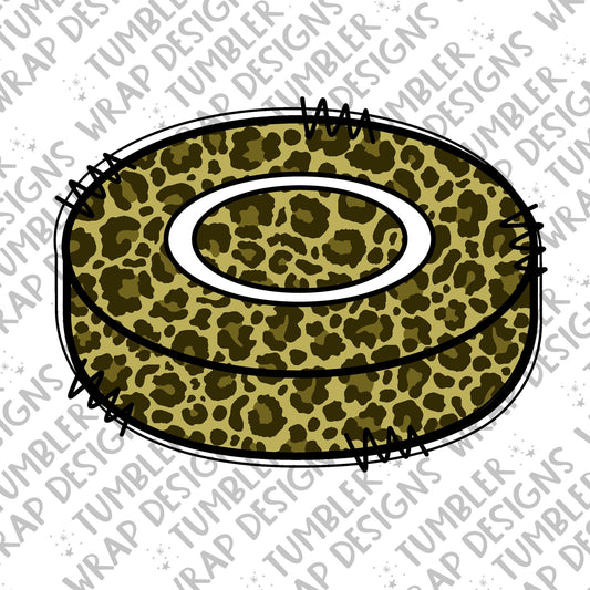 Leopard print Sublimation PNG Design, Hockey puck Digital Download PNG File, Commercial Use