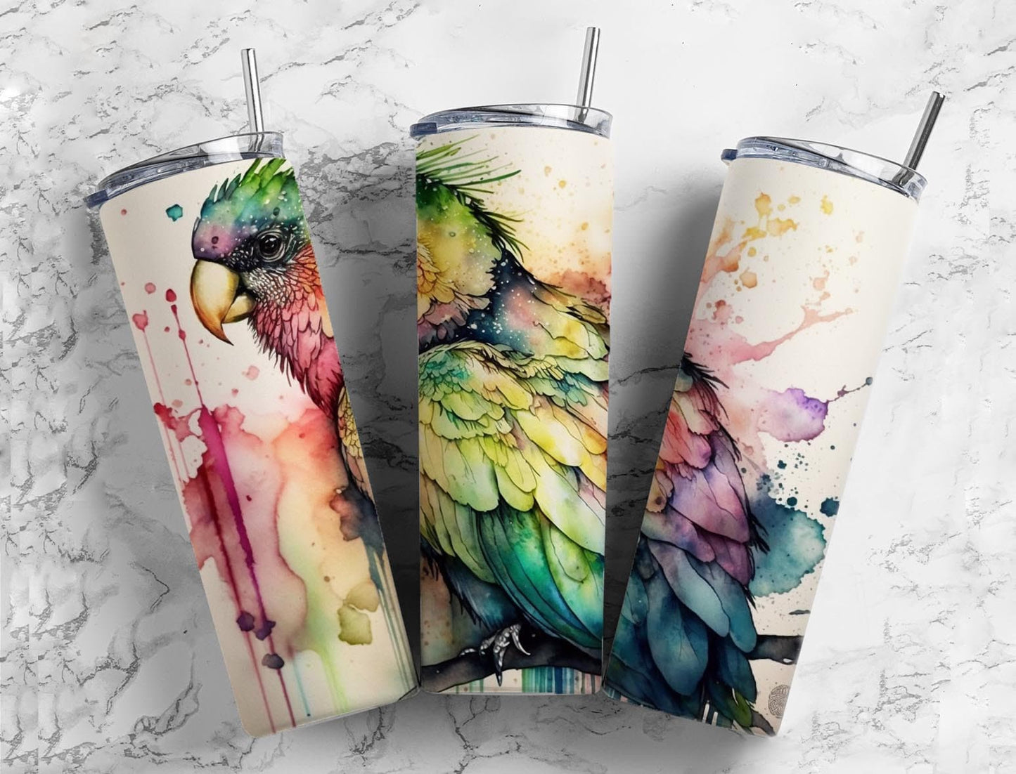 Bird Rainbow 20oz Sublimation Tumbler Designs, Gradient Colorful 9.2 x 8.3” Straight Skinny Tumbler, Tumbler Wrap PNG