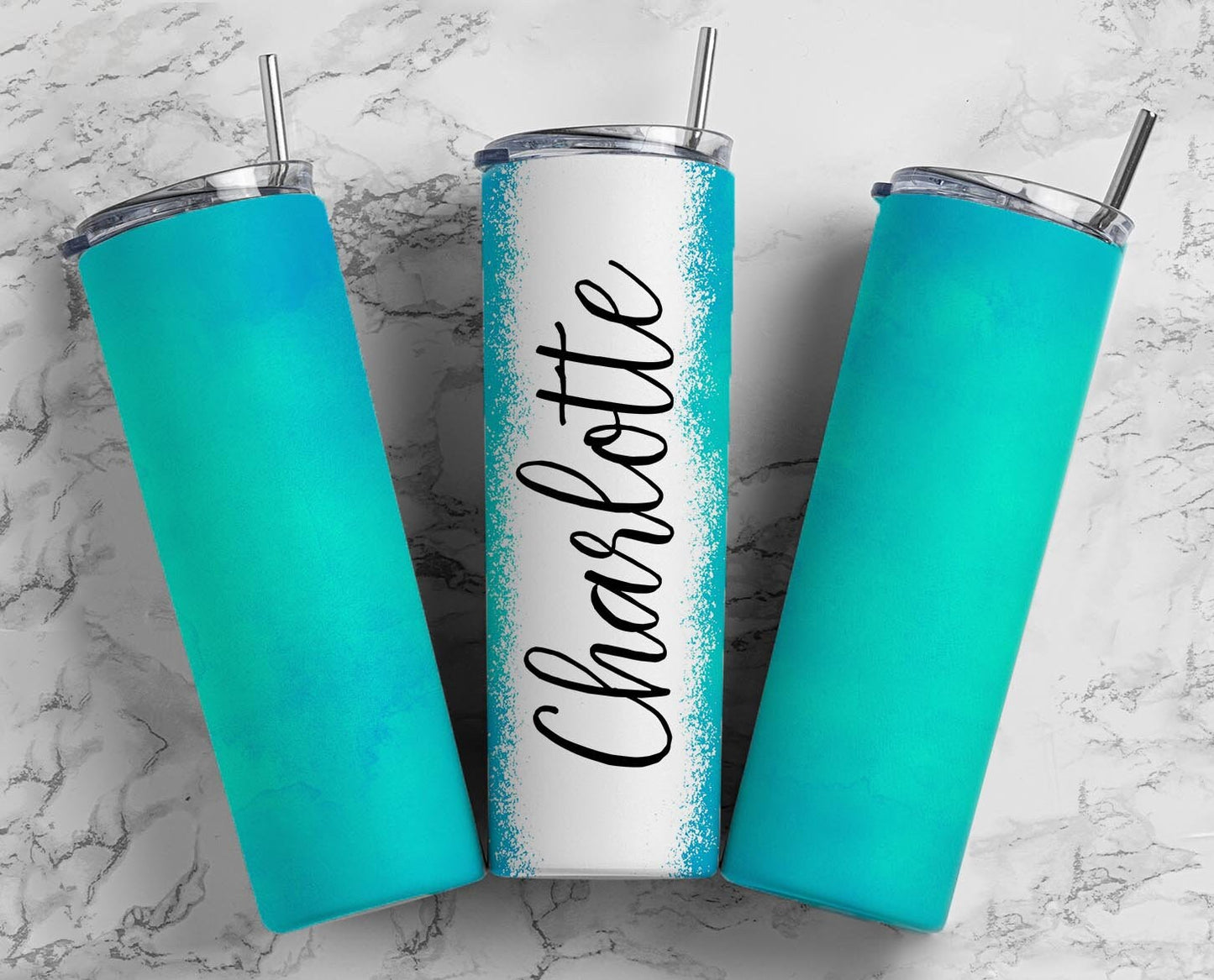 Blue cyan 20oz Sublimation Tumbler Designs, Bleach name 9.2 x 8.3” Straight Skinny Tumbler Wrap PNG