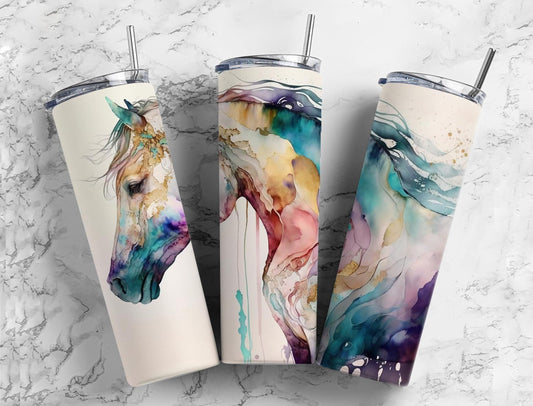 Unicorn Paint 20oz Sublimation Tumbler Designs, Water Color 9.2 x 8.3” Straight Skinny Tumbler, Tumbler Wrap PNG