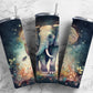 Watercolor elephant 20oz Sublimation Tumbler Designs, Soft floral 9.2 x 8.3” Straight Skinny Tumbler Wrap PNG