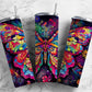 Rainbow butterfly 20oz Sublimation Tumbler Designs, colorful floral 9.2 x 8.3” Straight Skinny Tumbler Wrap PNG