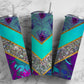 Peacock Teal 20oz Sublimation Tumbler Designs, Neon Glitter 9.2 x 8.3” Straight Skinny Tumbler Wrap, Purple Aesthetic Tumbler